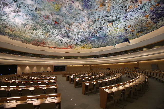 The Human Rights and Alliance of Civilizations Room is the meeting room of the United Nations Human Rights Council, in the Palace of Nations in Geneva.
