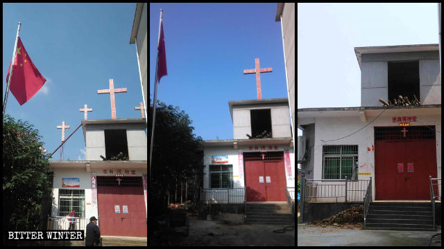 All Seven crosses were removed from the church in Xishan town.