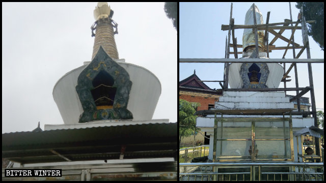 The Tibetan Buddhist stupa in Yichun was rectified to prevent its demolition.
