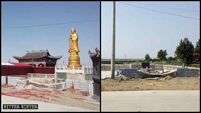 The Guanyin statue in the Dragon King Temple was destroyed.