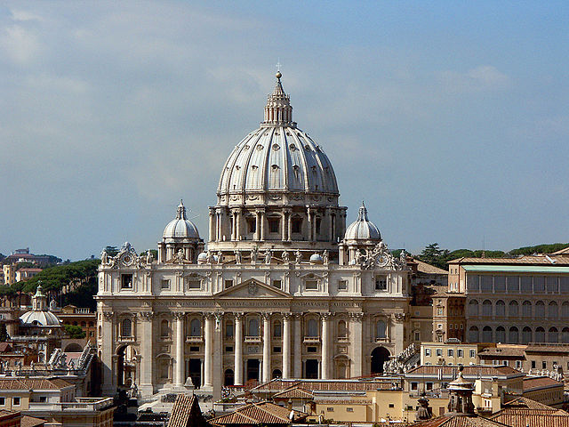 St. Peter's Basilica in Rome seen from the roof of Castel Sant'Angelo.