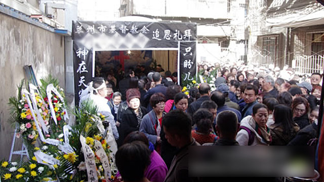 Christians in a funeral service
